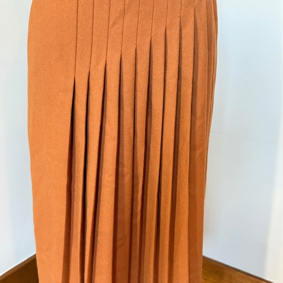 Vintage‎ Giorgio Armani Tan Pleated Midi Skirt IT 44 XS Boho Retro Modest - Picture 3 of 8